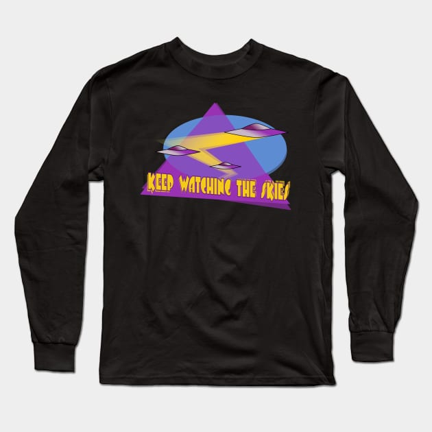 UFO-Keep Watching the Skies Long Sleeve T-Shirt by Dotty42